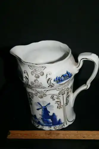 (M6) Gewürz. Behälter Porzellan ca.1900 Mühlen-Dekor