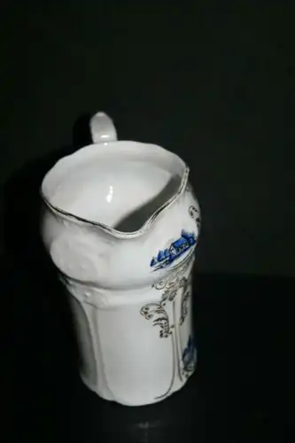 (M6) Gewürz. Behälter Porzellan ca.1900 Mühlen-Dekor