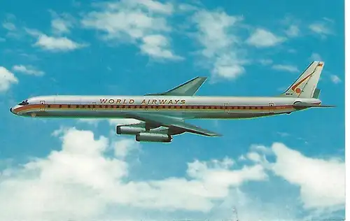 [Werbepostkarte] Mc Donnell Douglas DC-8, WORLD AIRWAYS Version 2. 