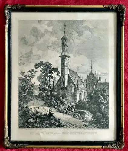 Danzig St. Elisabeth- und Karmeliter-Kirche Radierung von Johann Karl Schultz
