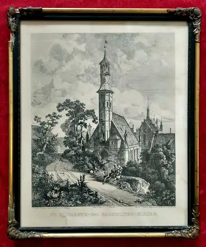 Danzig St. Elisabeth- und Karmeliter-Kirche Radierung von Johann Karl Schultz