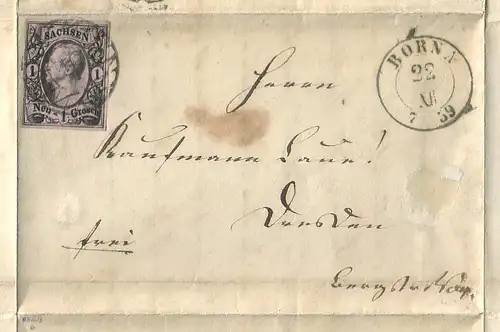 Altdeutschl. Sachsen 1859 Nr 9 Brief SACBRF9