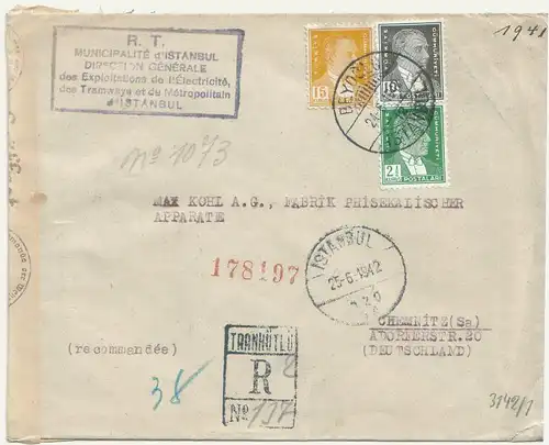 Türkei 1942 Brief BRFTÜR