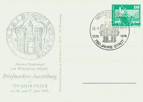 DDR 1976 Sonderstempel GSWITT76