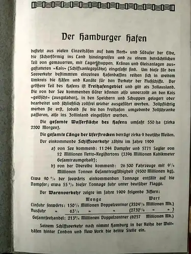 "Rundfahrt durch den Hamburger Hafen" von 1911 überreicht durch HH-Amerika Linie. 