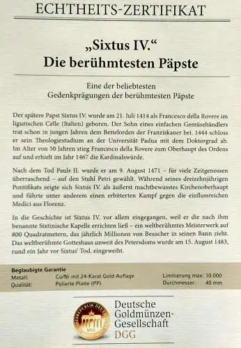 Die berühmtesten Päpste Kollektion von 12 Medaillen zum Thema Papst