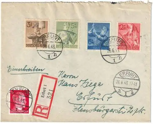 Deutsches Reich 1943 Nr 850/53 Brief