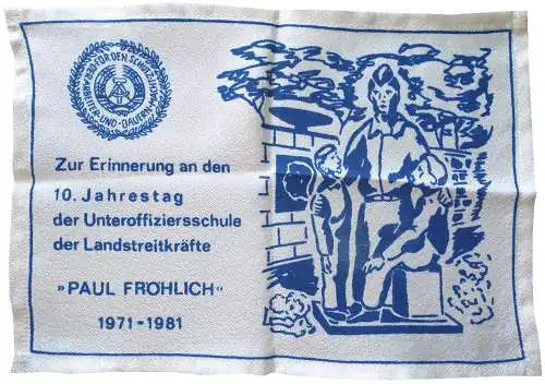 NVA Tuch 10. Jahrestag der Unteroffiziersschule der Landstreitkräfte Paul Fröhlich 1971-1981 Zwickau