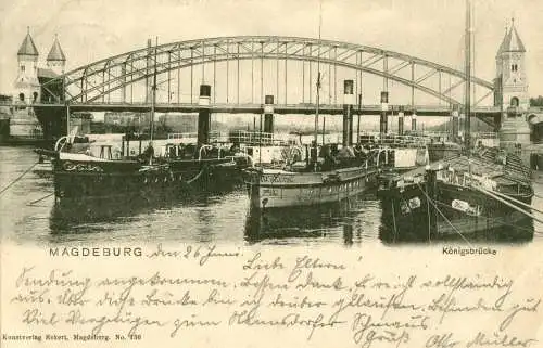 [Ansichtskarte] 2 Ansichtskarten Magdeburg Königsbrücke und Herrenkrug um ca. 1903. 