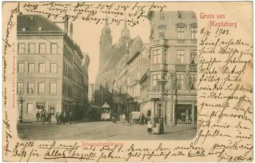 [Ansichtskarte] Ansichtskarte Magdeburg 1903 Johannisbergstrasse. 