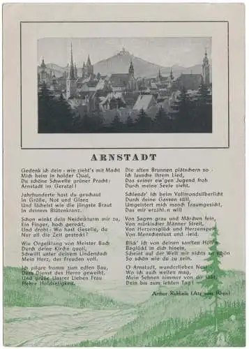 [Ansichtskarte] Ansichtskarte Arnstadt  9.10.1949 mit Gedicht von Arthur Rehbein. 