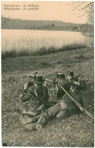 Postkarte 1.WK Mitrailleure  in Stellung