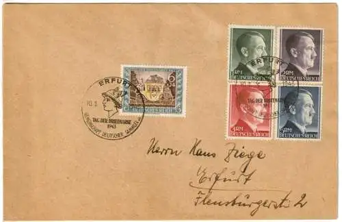 Deutsches Reich 1943 Nr 799/802+828 Brief