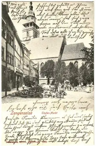 [Ansichtskarte] Ansichtskarte Langensalza Töpfermarkt 1903. 