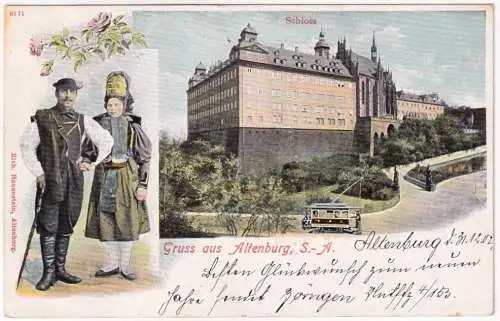 [Ansichtskarte] Litho-Ansichtskarte Altenburg Schloss 1902. 