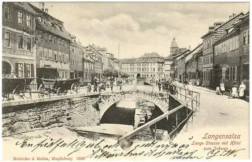 [Ansichtskarte] Ansichtskarte Langensalza 1902 Lange Straße mit Hotel zum Schwan. 