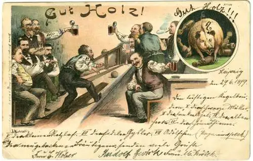 [Ansichtskarte] 2 Karten Gut Holz 1896/99 ab Leipzig. 