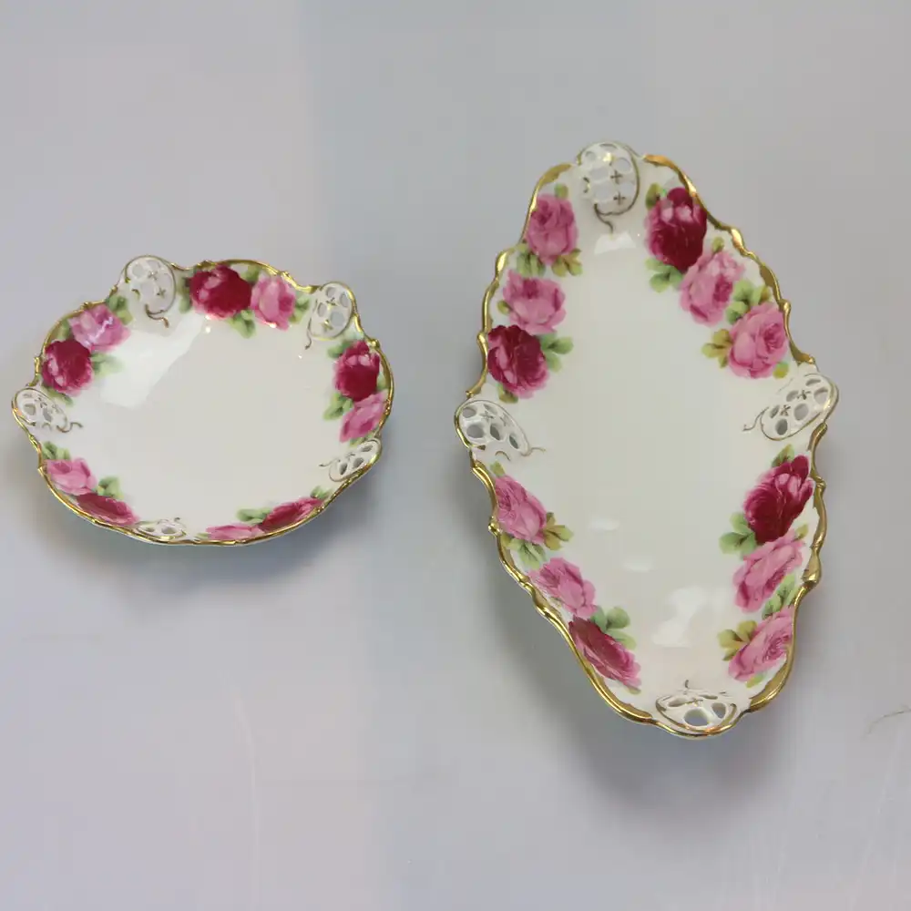 2 Schalen ROSENTHAL Cäcilie Durchbruchschale Jugendstil  0
