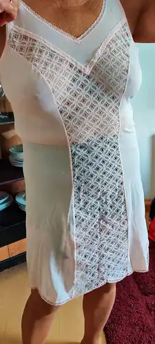 Transparentes Vintage Nylon Unterkleid rosé  aus den 60/70er Jahren  Größe 44