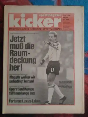 Kicker Sportmagazin 3/1984: Derwall: Jetzt muß die Raumdeckung her! / vom 05.01.1984. 