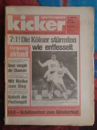 Kicker Sportmagazin 79/1983: 7:1! Die Kölner stürmten wie entfesselt uvm.. 29.09.1983. 