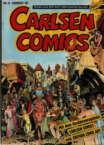 Carlsen Comics Magazin Nr. 8 Herbst `87 Gesamtverzeichnis