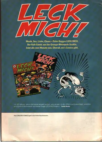 Carlsen Comics Magazin April-September `94 Gesamtverzeichnis