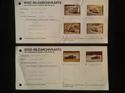 2x WIGE-Bildarchivkarte von 1980 MSC Neuss Ring