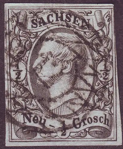 Altdeutschl. Sachsen 1855 Nr 8 Nummernstempel 12 Freiberg Bergbau-Universität 101