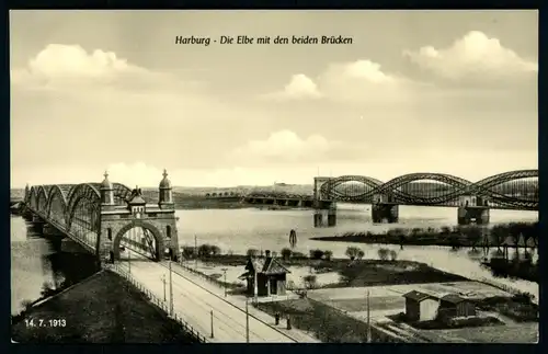 AK   Hamburg : Elbe mit den beiden Brücken ..... [ D597 ]