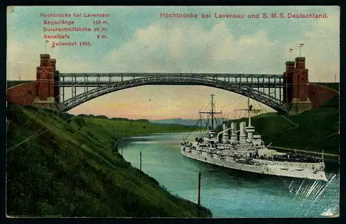AK    Hochbrücke bei Levensau + S.M.S Deutschland ..... [ D743 ]