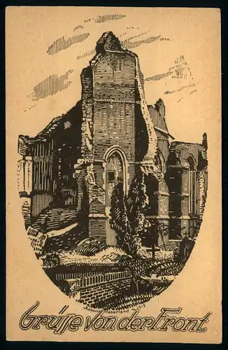 AK   Die von den Franzosen durch Artilleriefeuer zerstörte Kirche von Beuvraignes / 1914 - 15 ..... [ D815 ]