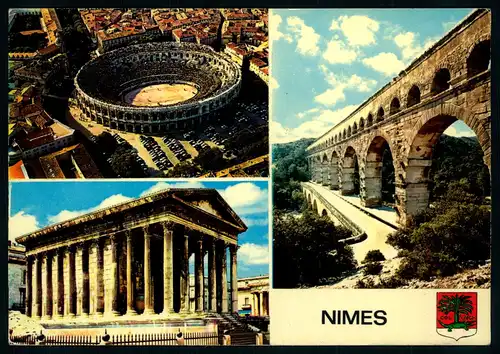 AK   Nimes - Les Arènes - La Maison Carrée - Le Pont du Gard ..... [ H204 ]