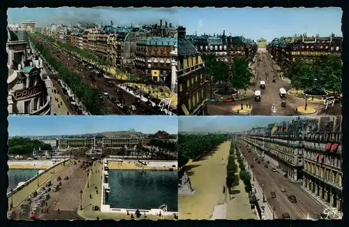 AK   Paris : L'avenue des Champs - Elysées , l'avenue de l'Opéra , le pont et la place de la Concorde , la rue des Rivoli ..... [ H261 ]
