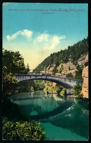 AK   Kahnfahrt durch die Ferdinandsklamm Wendisch Kamnitz ( böhmische Schweiz ) * Grundbrücke ..... [ H315 ]