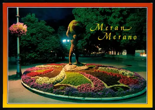 AK    Meran / Merano - Blumenskulptur auf der Kurpromenade / scutura di fiori in passeggiata ..... [ H518 ]