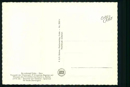AK    Fulda - Dom Chororgel ..... [ H578 ]