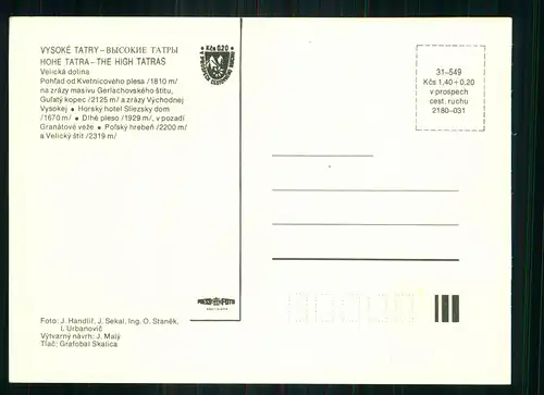 AK    Vysoké Tatry / Hohe Tatra - Velická dolina ..... [ H594 ]