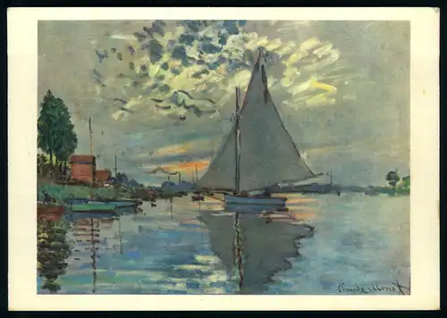 AK    C. Monet - Voilier à Argenteuil 1875 ..... [ H742 ]
