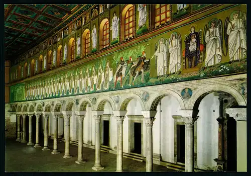 AK    Ravenna - S. Apollinare Nuovo - Veduta generale della parete sinistra / Gesamtansicht der linken Wand ..... [ H784 ]