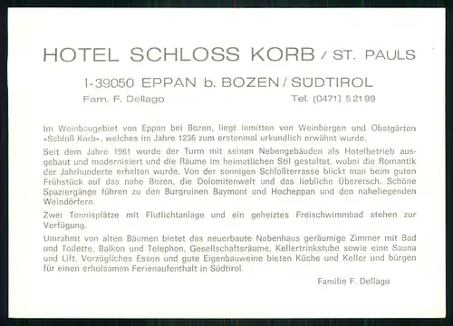 AK    Hotel Schloss Korb / St. Pauls - Eppan bei Bozen ..... [ H850 ]