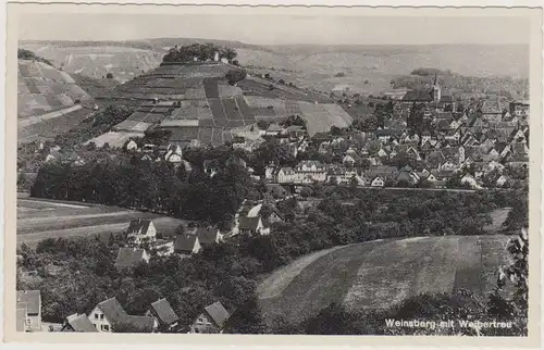 [Echtfotokarte schwarz/weiß] Weinsberg mit Weibertreu. 