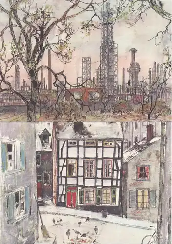 [Lithographie] ARAL – 12 Bildkarten „Das Ruhrgebiet“ ca. 1960. 