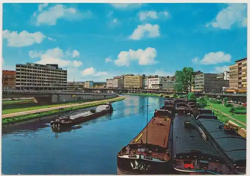 [Echtfotokarte farbig] Saarbrücken AK “Berliner Promenade“ ca. 1960. 