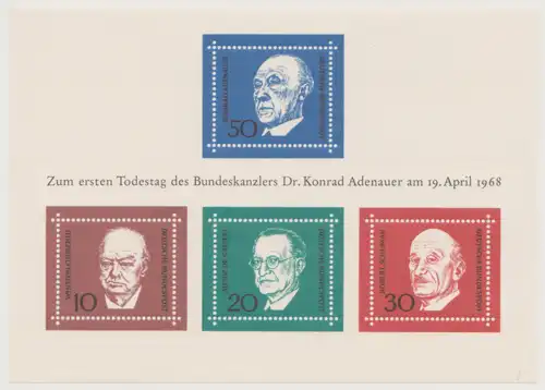 Bundesrep. Deutschland 1968 Nr 554 – 557; Block 4 Postfrisch / ** A4570