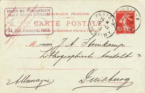 Frankreich 1912 Brief A3167