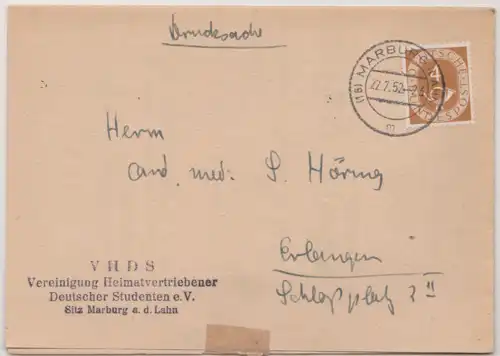 Bundesrep. Deutschland 1952 Nr 124 Brief A2022