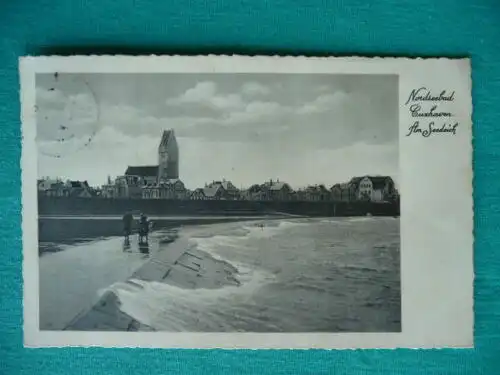[Echtfotokarte schwarz/weiß] Cuxhaven - SEEDEICH Döse / Grimmershörn - St. PETRI KIRCHE, 1933