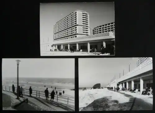 Westerland im WINTER - Kurpromenade / Strand / Schnee - 3 HEROLD Fotos, 1970
