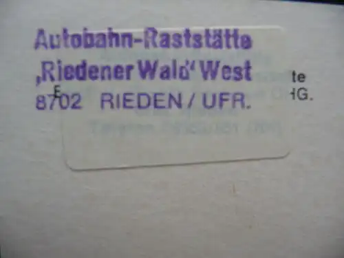 A 7 Rhön-Autobahn - Rasthaus RIEDENER WALD West - Bayern, UFR